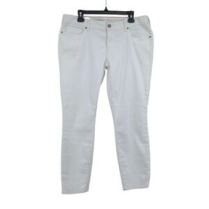 Eddie Bauer Skinny Ankle Curvy White Mid Rise Stretch Denim Jeans Womens 14